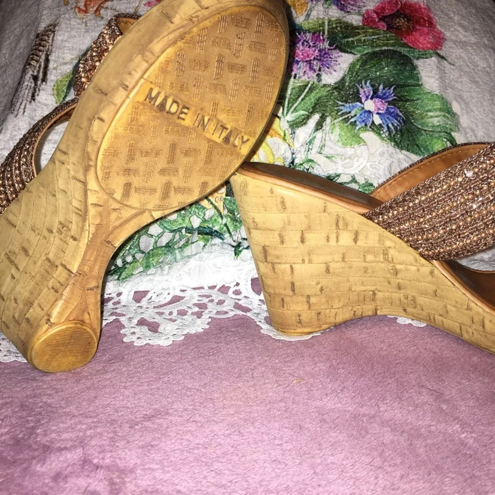 Italian Shoemakers Brown Wedge Slide Sandals